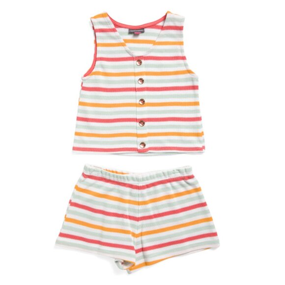 VINCE CAMUTO Green Multi Little Girls 2pc Crochet Knit Tank And Shorts Set - Picture 1 of 2